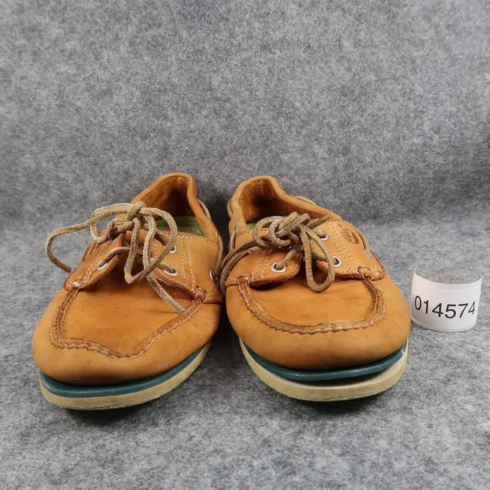 Timberland Boat Shoes Mens 9 Leather Casual Moc Toe Two Eye Brown Retro Classic